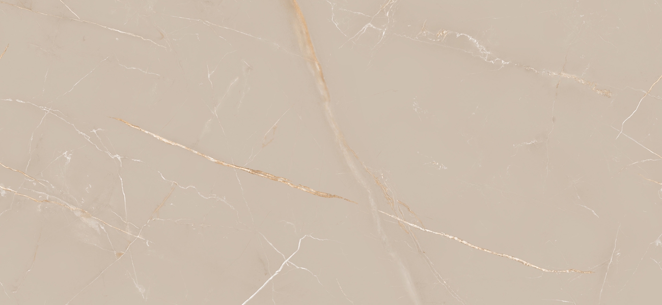 Beige marble surface with subtle white and light brown veining running diagonally across the tile.